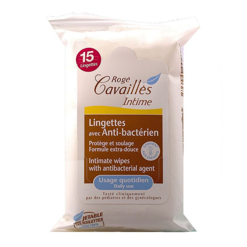 15 Lingettes anti-bactériennes Intime