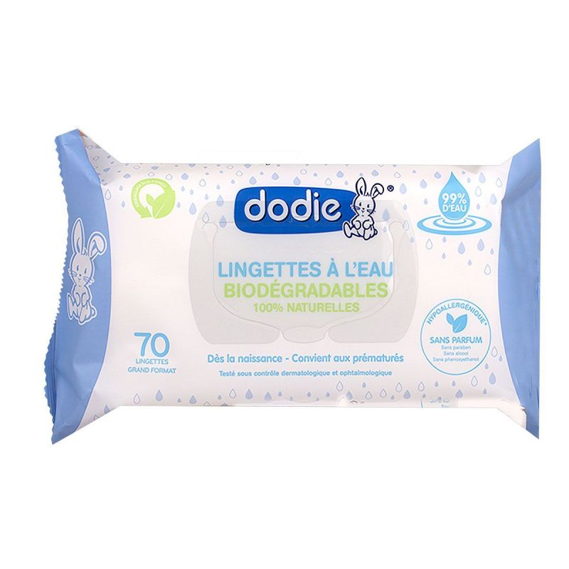 70 Lingettes à l'eau biodégradables