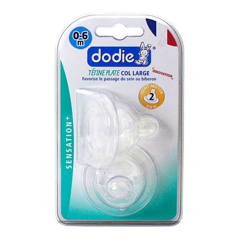 2 tétines col large Sensation+ 0-6 mois silicone - débit moyen 2