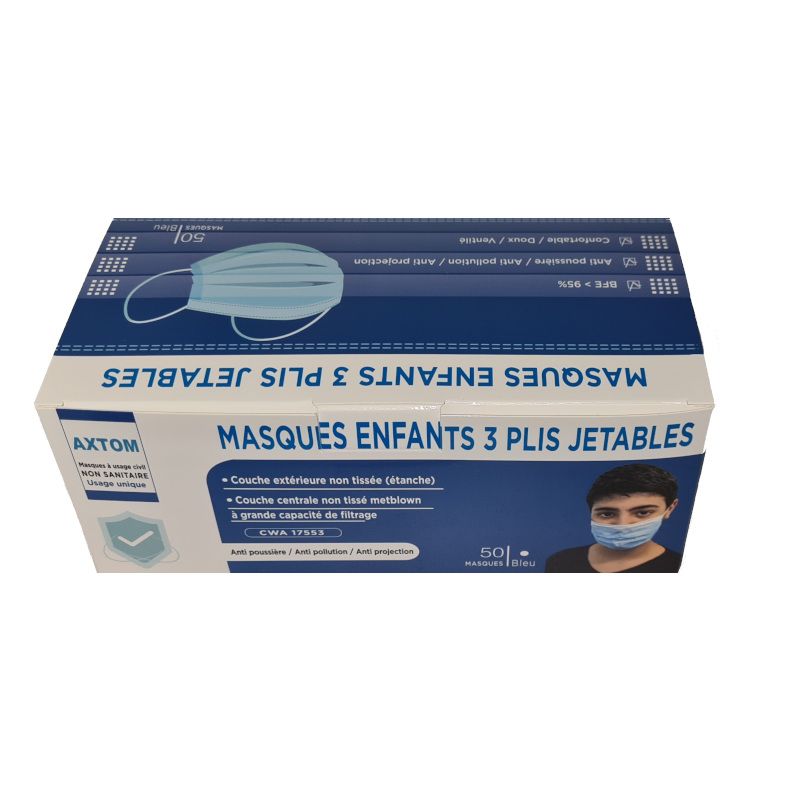 Boîte de 50 masques chirurgicaux pour enfant