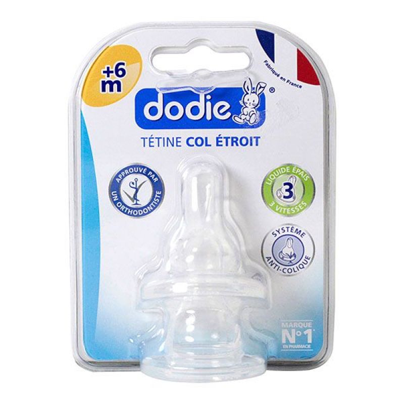 2 tétines col étroit 2 débits +6 mois silicone - liquide épais 3