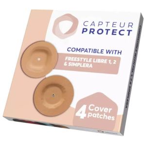 Patchs adhésifs pour capteurs de glycémie beige x4