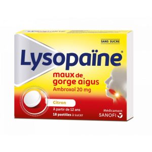 Lysopaïne citron 18 pastilles