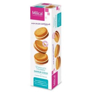 12 biscuits fourrés saveur coco