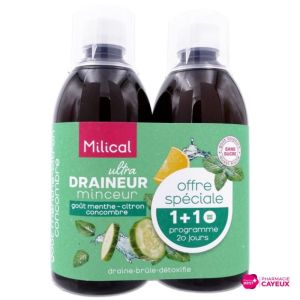 Ultra Draineur Minceur Lot de 2 x 500 ml - Goût : Menthe-Citron-Concombre