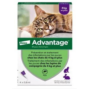 Advantage chats & lapins +4kg 4 pipettes