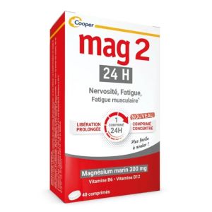 Mag2 24H - Magnésium Marin, Vitamines B6 et B12, 40 Comprimés