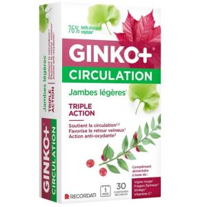 Ginko+ Circulation Jambes Lourdes 30 comprimés