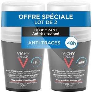 Déodorant à bille 48h homme anti-transpirant peau sensible 2x50ml