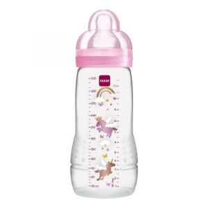 Biberon 2ème âge 6 mois et + 330ml - décor rose