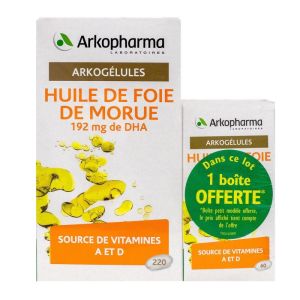 Arkogélules huile foie de morue 220+60 gélules
