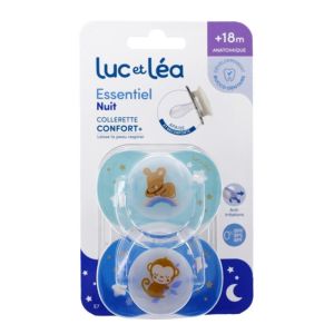 Essentiel Duo Sucettes anatomiques nuit +18 mois - lot de 2