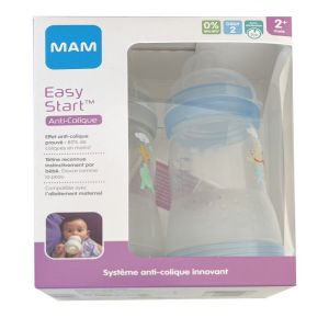 MAM Easy Start Biberon Anti-Colique Couleurs de la Nature 320 ml 4 Mois et  + Débit 3 - Couleur : Aqua - PharmaJ