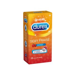 Sexy fraise 10 préservatifs lubrifiés