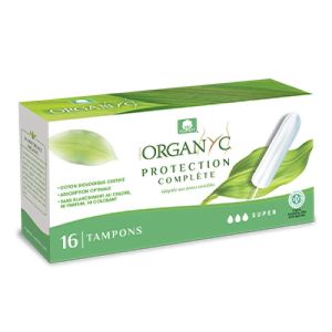 Tampons 100% coton bio sans applicateur Super, 16 tampons