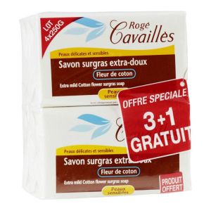 Savon surgras extra-doux fleur de coton 4x250g