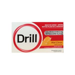 Drill miel citron sans sucre 24 pastilles