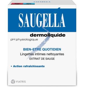Saugella Dermoliquide - Lingettes intimes nettoyantes x10