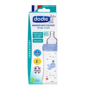 Dodie Garçons Lot De 3 Biberons Anti-Colique Sensation plus, Garçon, 330  ml, +6 Mois, Tétine Plate, Débit 3, Bleu Pastel, 3 Unité (Lot de 1)