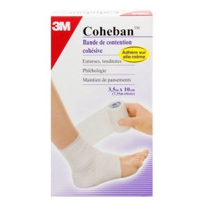 Bande de contention cohésive Coheban 3,5m x 10cm (blanc)