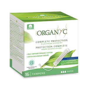 Tampons Compact 100% coton bio avec applicateur d’origine végétale Super