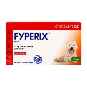 Fyperix chiens 2-10kg 3 pipettes