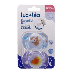 Essentiel Duo Sucettes anatomiques nuit 6-18 mois - lot de 2