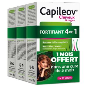 Capileov Cheveux & Ongles Fortifiant 4en1 3 x 30 Gélules