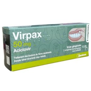 Virpax 50 mg aciclovir Bouton de fièvre 2 comprimés