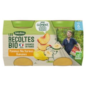 Compotes bébé bio pommes nectarines dès 6 mois - 2x130g