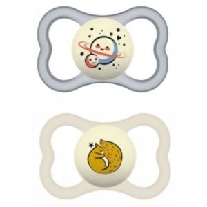 Sucettes Symétriques Silicone Suprême Nuit 6 mois et plus x2