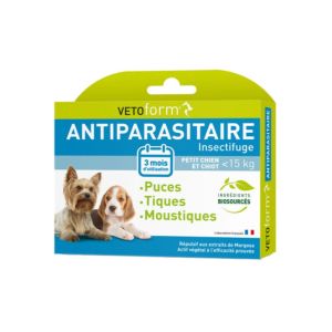 Vetoform Antiparasitaire Petit Chien moins de 15kg 3 pipettes