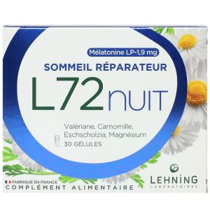L72 nuit Mélatonine LP-1,9mg sommeil réparateur 30 gélules