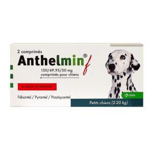 Anthelmin F chiens 2-20kg 2 comprimés