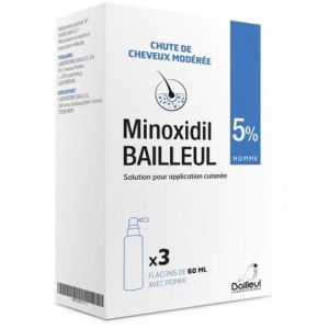 Minoxidil 5% solution cutanée 3x60ml