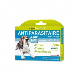 Vetoform Antiparasitaire chien entre 15 et 30 kg - 3 pipettes