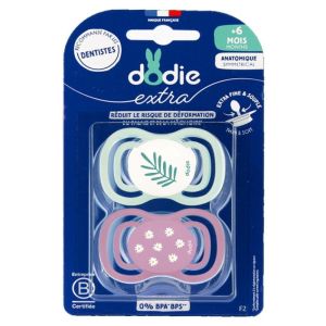 Sucettes anatomiques extra-fines Rose 6+ mois - lot de 2