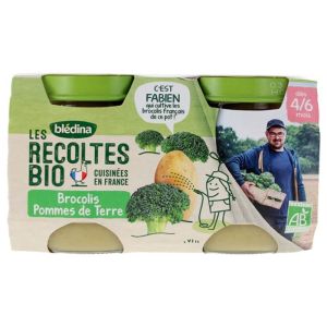 Les Récoltes Bio Brocolis Pommes de Terre dès 4/6 Mois Bio 2 Pots