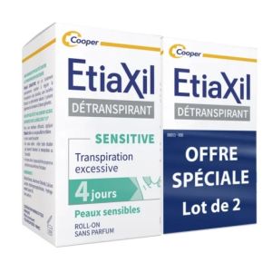 Détranspirant Sensitive Aisselles Peaux Sensibles Roll-On Lot de 2 x 15 ml