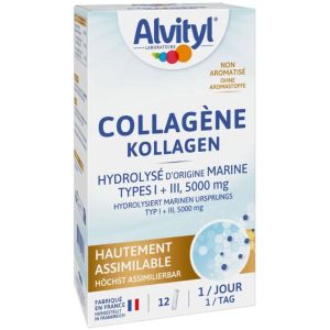 Collagène Hydrolysé d'Origine Marine 5000mg Type I & III 12 Sticks