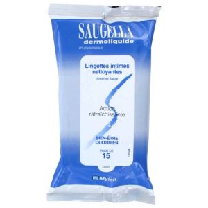 Saugella Dermoliquide - Lingettes intimes nettoyantes x15