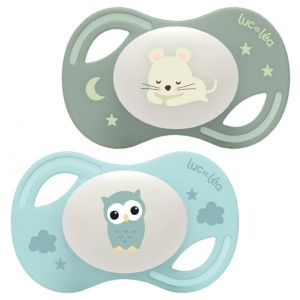 Duo de sucettes nuit anatomiques extra-fines – Souris et Chouette 6-18m