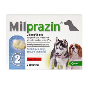 Milprazin 2,5/25mg chiens 2 comprimés