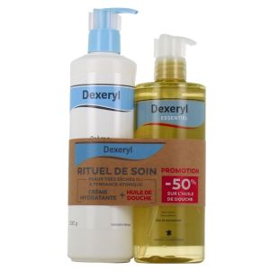 Dexeryl Crème hydratante 500 ml + Huile de douche 500 ml