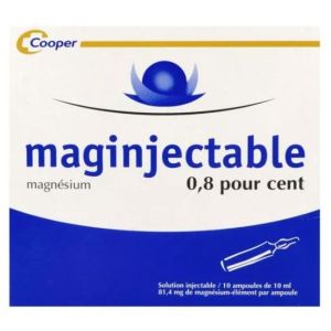 MAGINJECTABLE Solution injectable 0,8 %, boîte 10 ampoules 10 ml