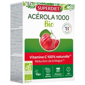 Acérola 1000 Bio 24 Comprimés Sécables à Croquer