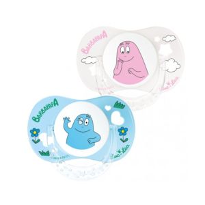 2 Sucettes Silicone Physiologiques avec Anneau 0-6 Mois Édition Limitée Barbapapa