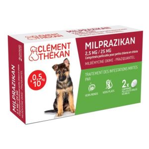 Milprazikan Chiens 2.5mg/25mg Vermifuge pour Chien de 0.5 à 10 kg - Bte/2