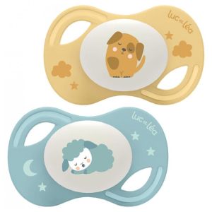 Duo de sucettes nuit anatomiques extra-fines – Chien et Mouton 0-6m