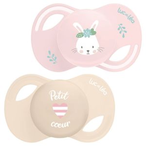 Duo de sucettes anatomiques extra-fines – Lapin et Petit Coeur 0-6m